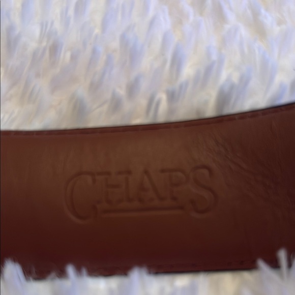 Chaps Black Leather Belt with Sleek Iridescent Buckle - Picture 3 of 3